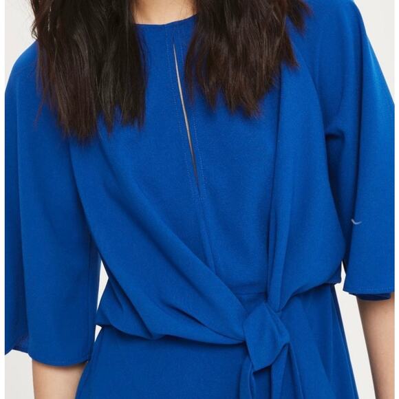 Topshop Mini Dress Knot Front Shift Dress Royal Blue Keyhole Sz 8 Party Romantic - Picture 12 of 12
